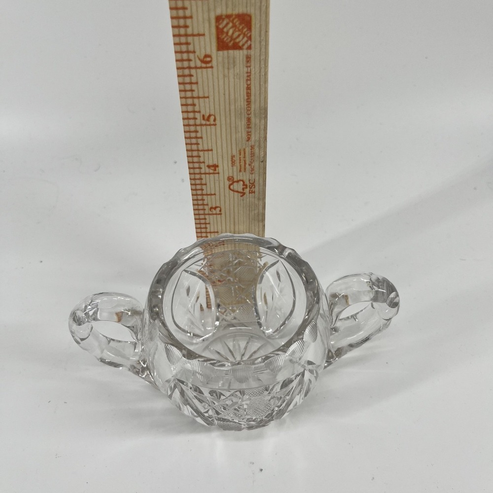 Vintage Sugar Bowl American Cut Glass Open Doubled Handled - Picture 4 of 5